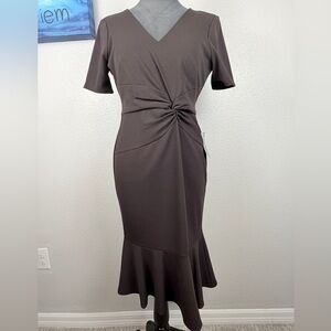 NWT! Chocolate Brown Twist Waist Dress
